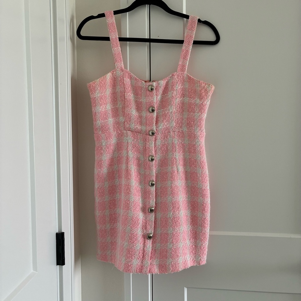 HYFVE Pink and White Buttoned Mini Sundress